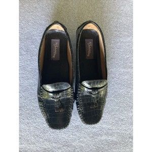 St. John s Bay Melissa Croco-Embossed Loafers, Black, Size 10 M